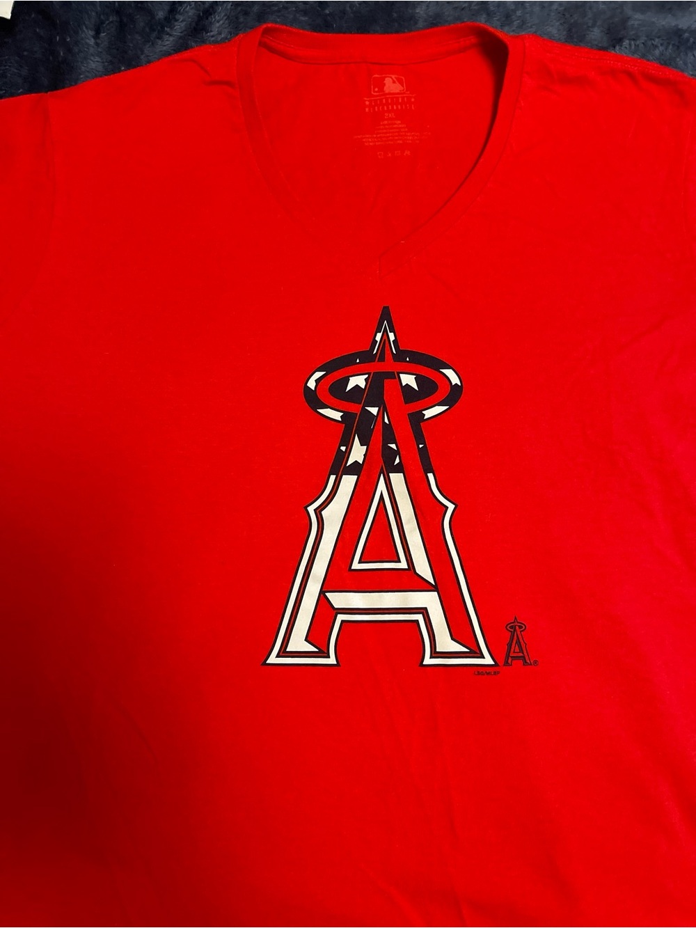 LA Angels MLB Bright Red Cotton V-Neck Shirt